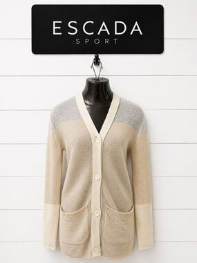 ESCADA Cream Beige Mohair Blend Cardigan Size S